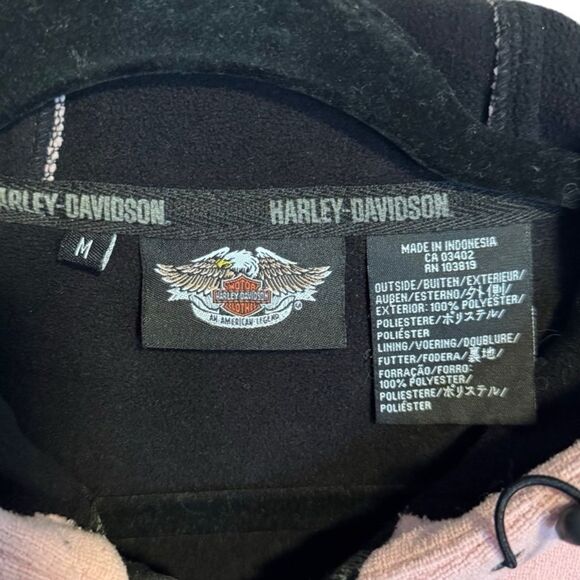 Harley Davidson- Soft Shell Zip Front Lightly Padded Pink Hoodie Jacket, M - Picture 2 of 14